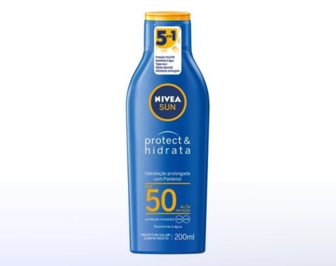 NIVEA SUN Protetor Solar Protect & Hidrata FPS 50 400ml - Com toque seco, rápida absorção e resistente à água, esse protetor solar oferece altíssima proteção ao sol e promove hidratação à pele