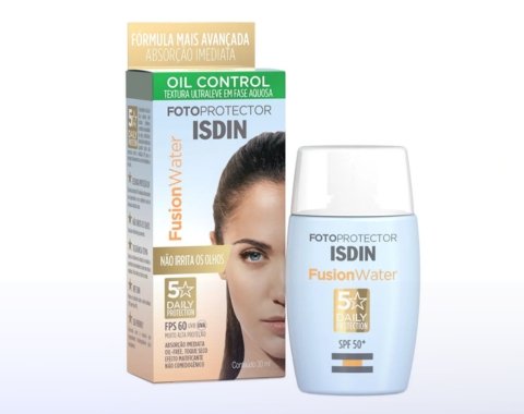 Protetor Solar Facial ISDIN Fusion Water 5 Stars FPS 60 sem cor - 50ml<br />
